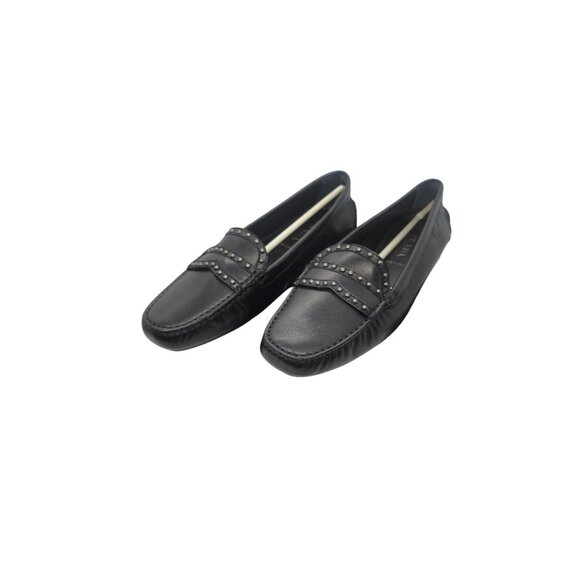 Prada Womens Black Leather Studded Loafers Size 39 original box - Picture 1 of 9